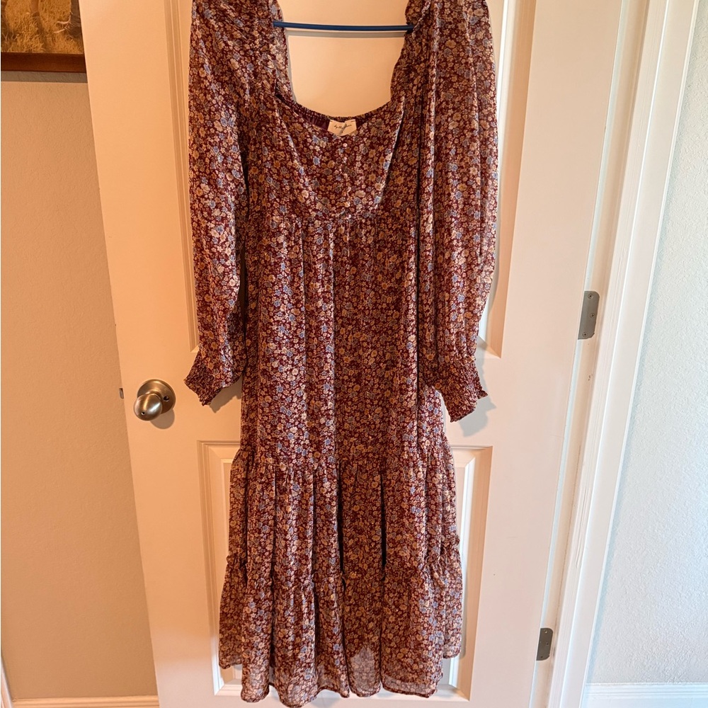 Chic Long Sleeve Floral Dress